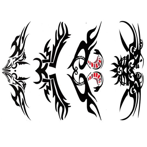 原宿黑白图腾纹身贴防水男女持久个性后腰手腕逼真刺青欧美纹身贴