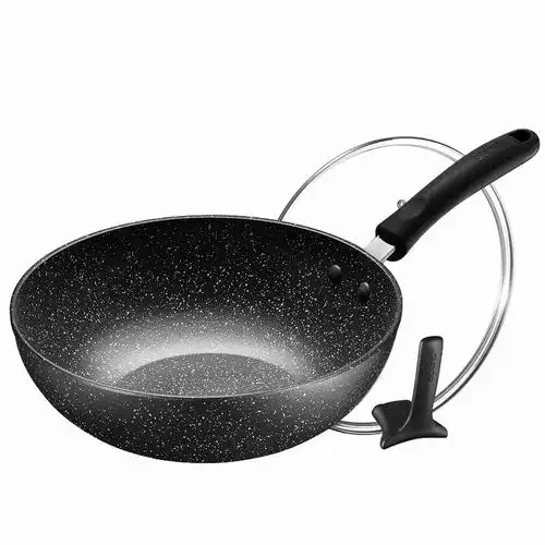 苏泊尔麦饭石不粘锅炒锅尺寸黑色家用平底油烟电磁炉炒锅