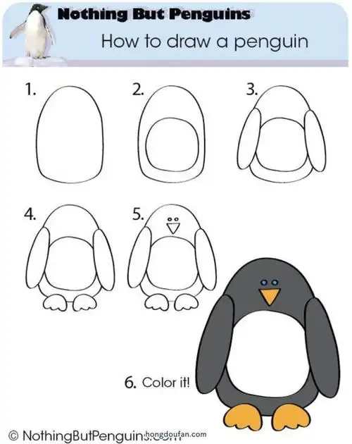 二年级简笔画,企鹅,企鹅简笔画,假期,假期生活,儿童画,儿童简笔画