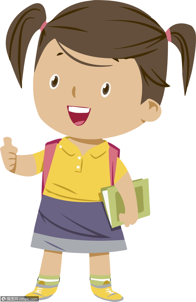 卡通学生人物形象女孩新生入学