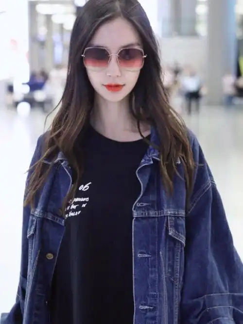 angelababy机场街拍渐变墨镜坠入梦境