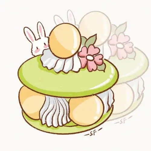 原创美食简笔画抹茶马卡龙75