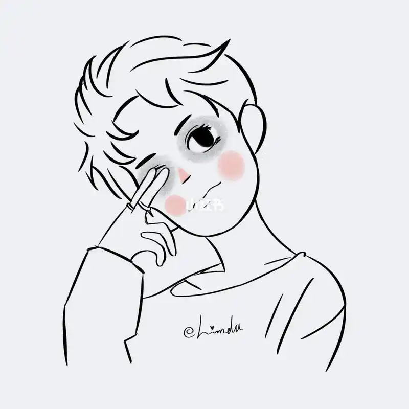 头像超可爱线条简笔画ins风男生头像