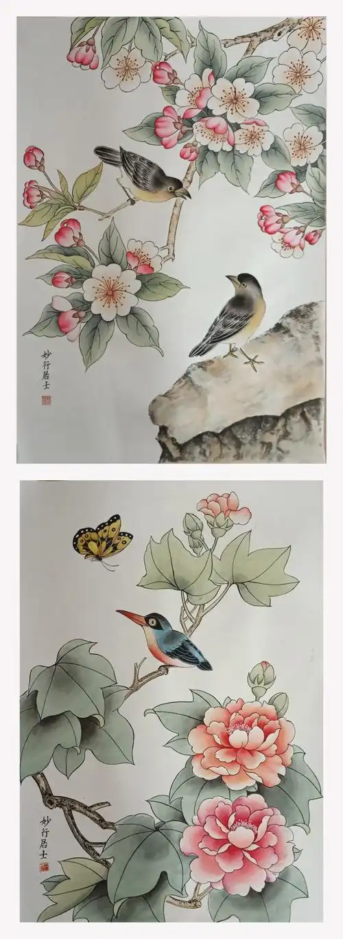 手绘国画工笔画花鸟小品.妙行居士作品. - 堆糖,美图壁纸兴趣社区