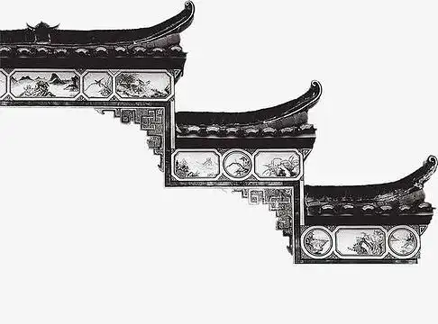 psdpng手绘古风亭台风景图(1773x2658)psdpng手绘水墨徽派建筑群(562