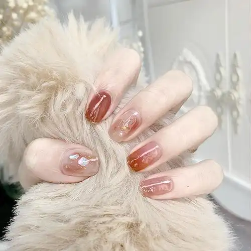 手工定制成品穿戴甲短款2021新款秋冬高级感小众ins美甲指甲贴片