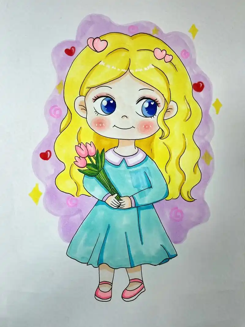 动漫女孩绘画过程图.#图文伙伴计划 #零基础学画画 #动漫人 - 抖音