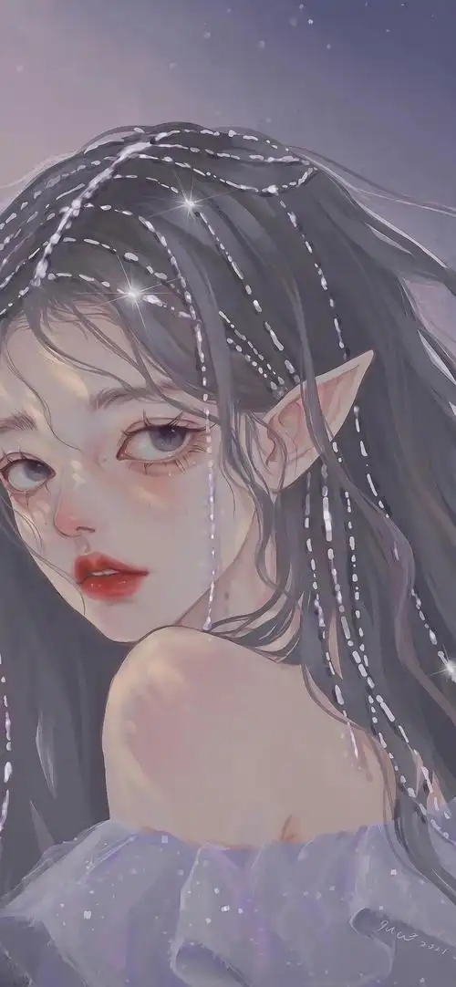 唯美手绘女生插画手机壁纸2