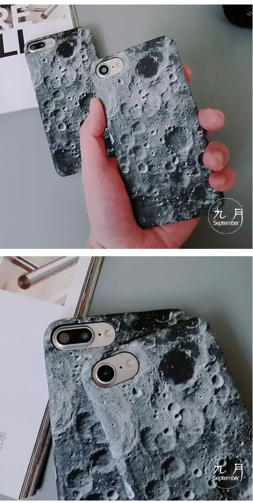 iphone7手机壳苹果8手机壳iphone6p文艺磨砂月球表面立体防震