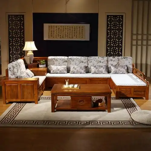 实木沙发组合l型转角贵妃仿古红木沙发香樟木新中式客厅家具储物参数