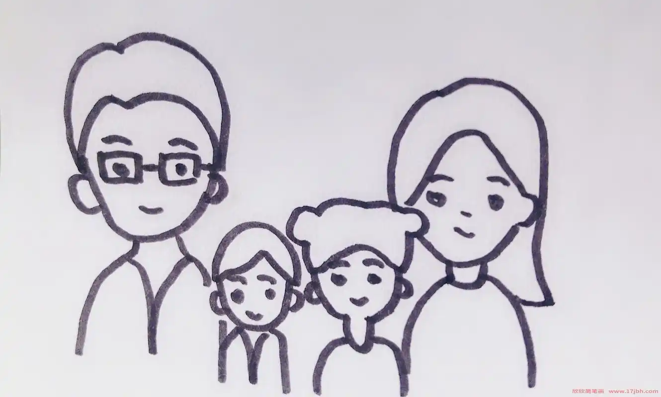 一家四口全家福简笔画 一家人怎么画好看