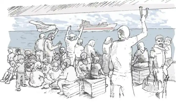 难民卡通简笔画