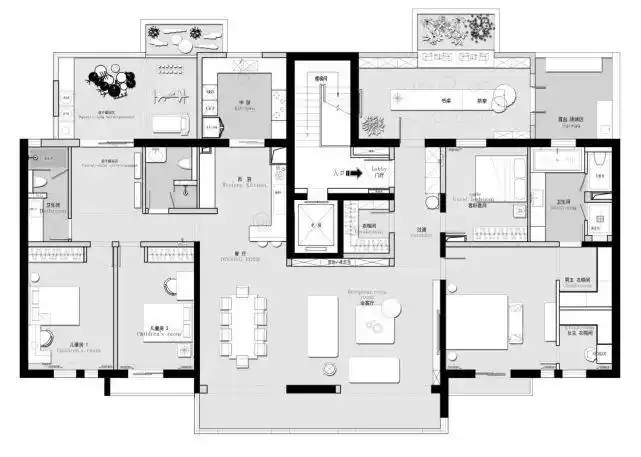 北京三环360㎡大平层两房贯通超大露台一家四口住的简直太爽