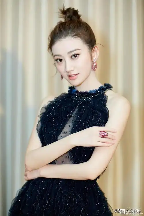 景甜好一朵人间富贵花黑色透视连衣裙唯美高贵浪漫甜美