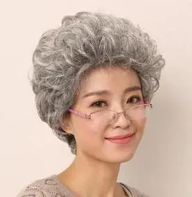 老人假发花白色价格