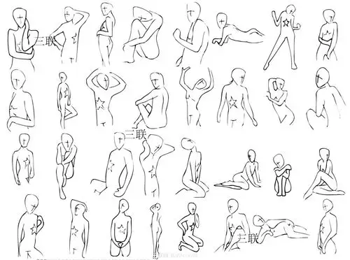 手绘人像摄影姿势线稿大全