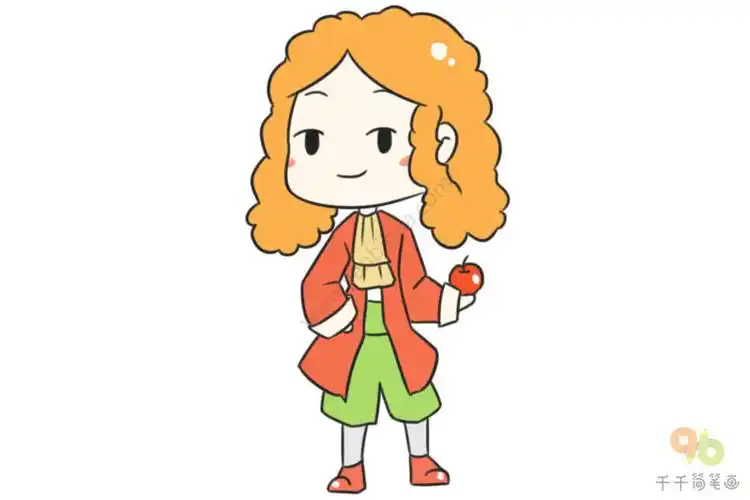 牛顿简笔画步骤图