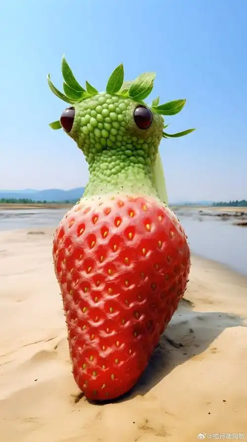 变异草莓形成的小鸟.好奇怪啊