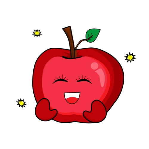 红苹果卡通水果矢量图图片