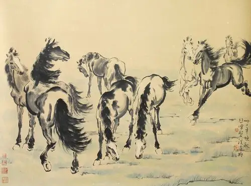 0803   徐悲鸿  八骏图