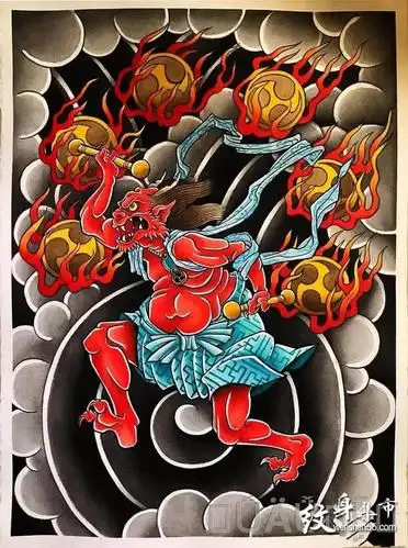 日式纹身手稿老传统版雾刹车印满背花臂花腿包臂素材