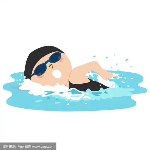 一个女孩游泳的插图.她在游自由泳.