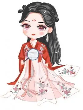 卡通可爱古风汉服古装少女图片免抠素材