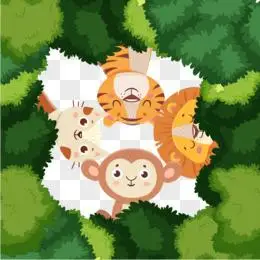 手绘矢量小动物躲猫猫免抠素材pngai手绘卡通女孩儿们捉迷藏插画元素