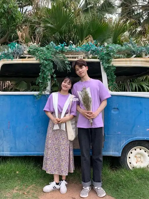 150cm175cm情侣简约紫色系情侣装