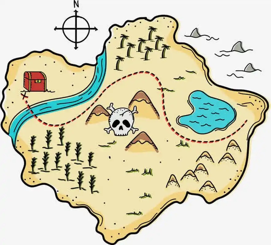 《藏宝图》创意画 适合幼儿园中班至一年级孩子,参考图附上