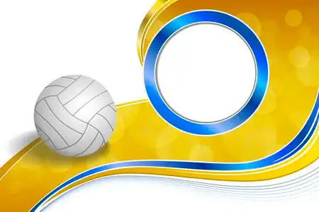 黄色排球背景抽象运动排球蓝黄色的球圈框架图矢量照片