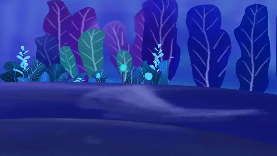 手绘绿色植物蓝色背景