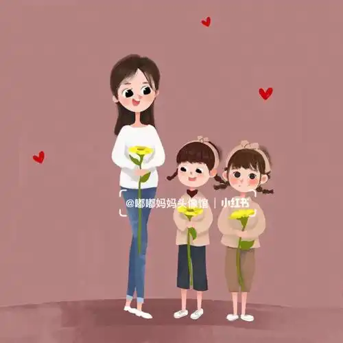 一家四口俩女宝全家福头像背景图