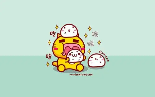 哈咪猫吃货系列可爱卡通图片桌面壁纸