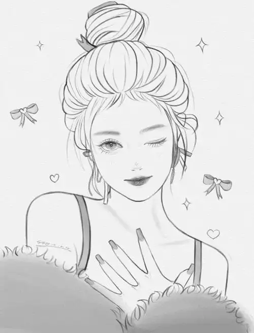 板绘丸子头小姐姐6