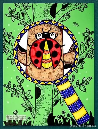 创意儿童画教程|趣味线描与色彩对比《发现大自然的奥秘》