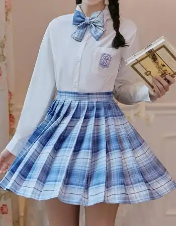 jk制服复古jk制服百褶裙亲子装水手服蓝色 秋季学院风 衬衫 领结 裙子