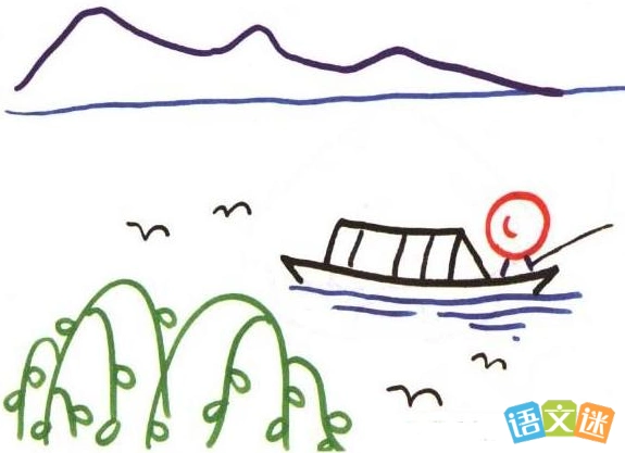 田园风景画简笔画海边风景简笔画