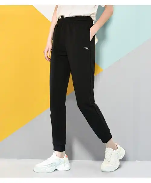 安踏女裤2021新款女运动裤针织长裤春季新款修身显瘦收腿裤子小脚裤
