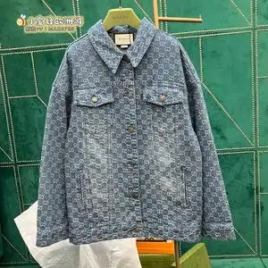 gucci/古驰 22早春男女同款满身gg提花单宁水洗牛仔夹克时尚外套