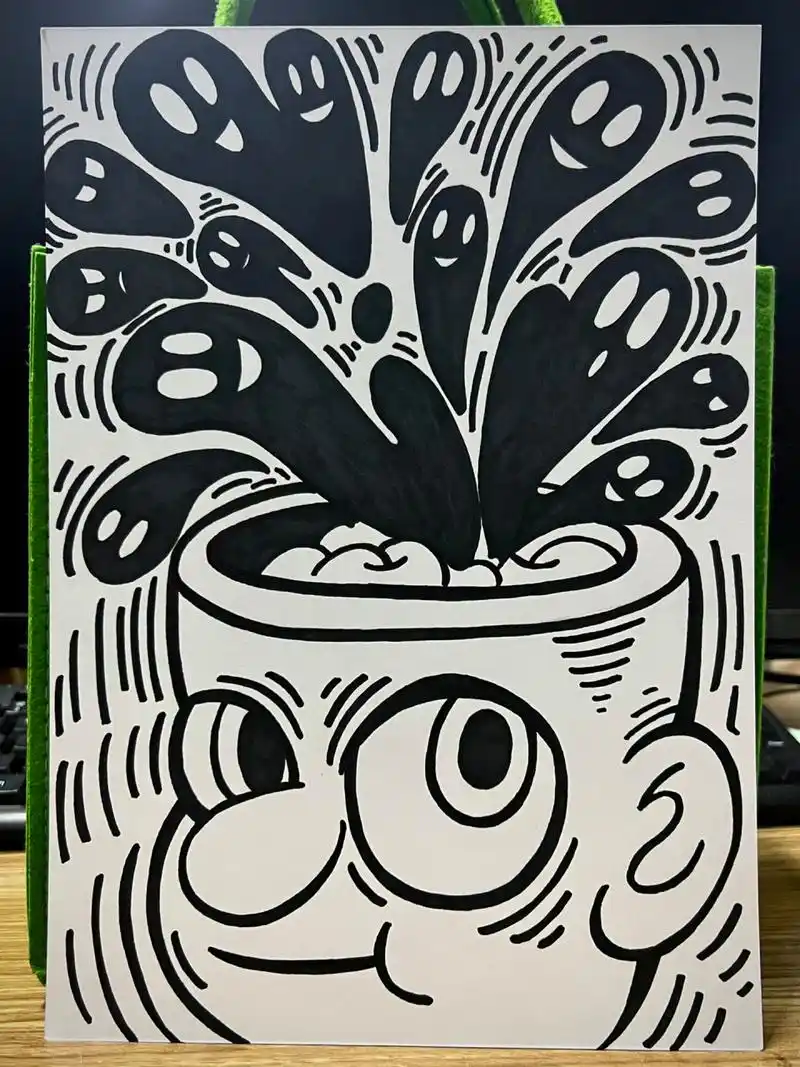 手绘 黑白线条画 |临摹(附线稿) 好久没有动手画黑白线条啦嘻嘻