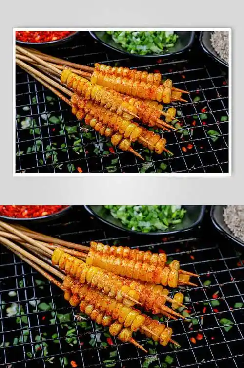 小吃街烤玉米粒烧烤图片