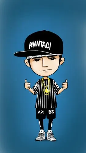 原创 手绘 壁纸 卡通 q版 周杰伦 棒棒哒 人父 时尚 嘻哈