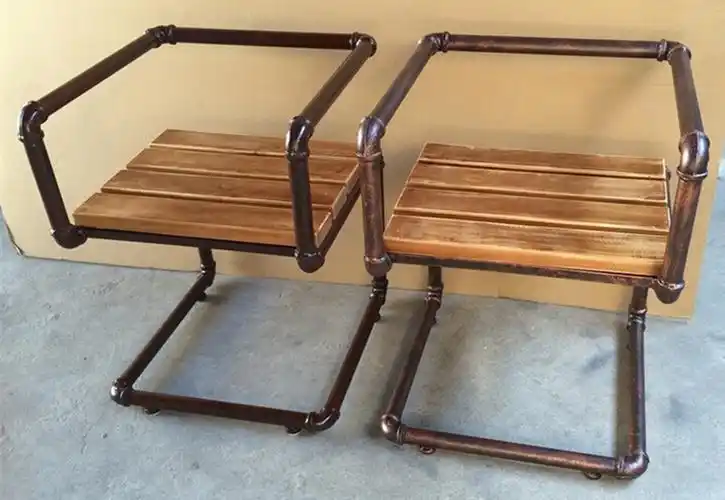 loft餐厅家具创意造型水管靠背餐椅酒吧奶茶店做旧椅