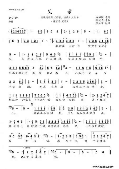 简谱 崔京浩[父亲筷子兄弟吉他谱]父亲六线吉他谱(筷子兄弟演唱版