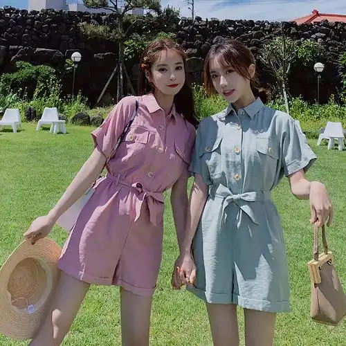 闺蜜装连体衣裤女装时尚气质2020流行新款夏装阔腿裤子女宽松直筒