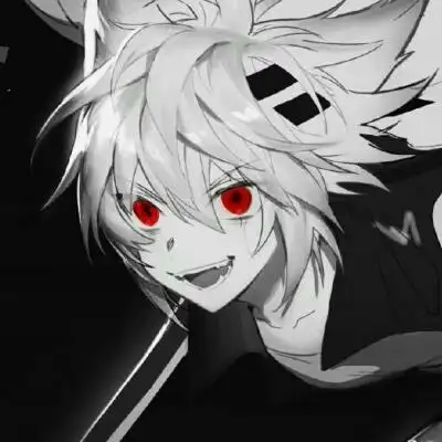 二次元男生头像黑白 红瞳