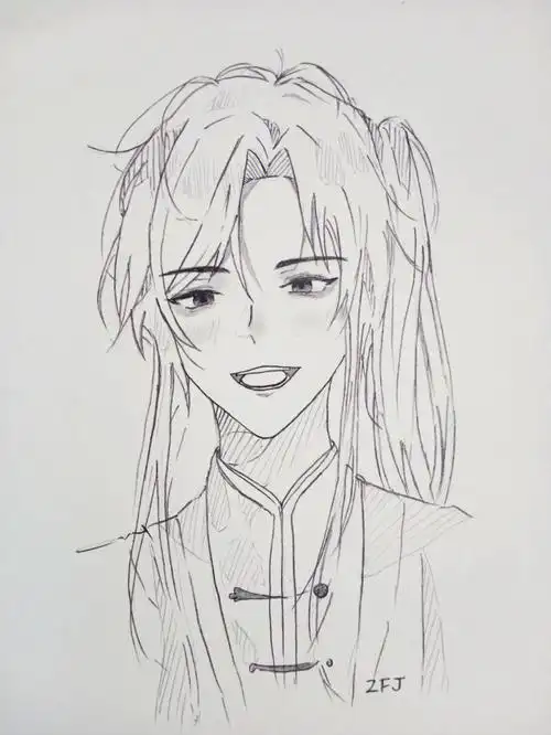 简单一画,宝子们快画起来三郎 手绘临摹 绘画过程#天官赐福  #花城