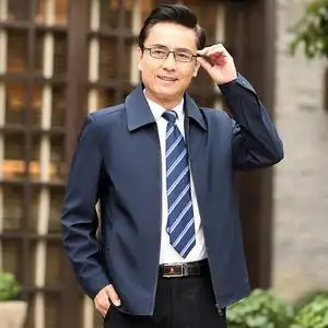 日本购40多几岁男人春天季穿的外套50中年爸爸装60c有带翻领子休