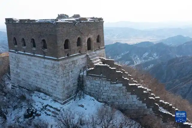 2月13日拍摄的箭扣长城(无人机全景照片).